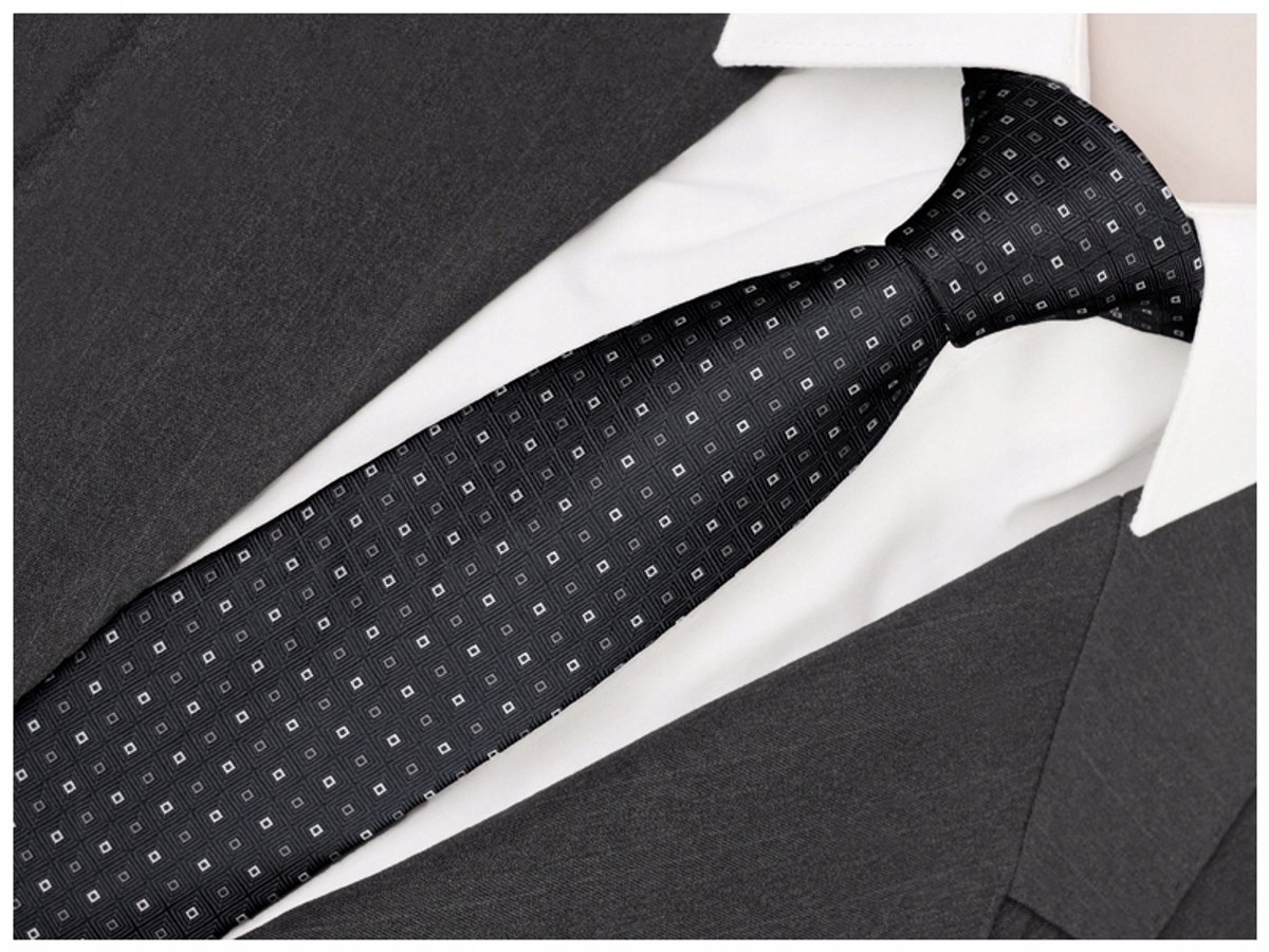 Klassieke Heren Strik Das Jacquard Zwart RC101