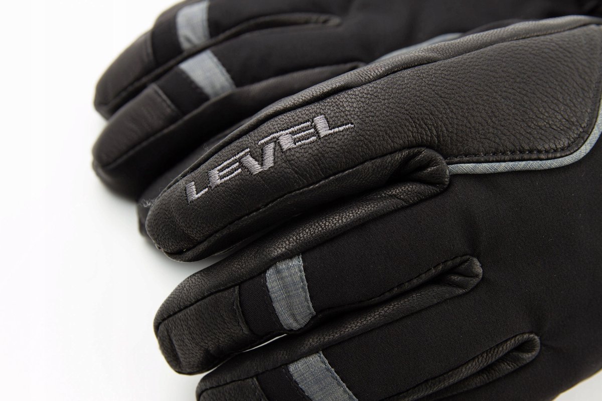Level Skihandschoenen Heren Leer Zwart