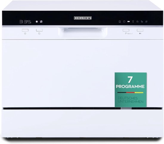 Heinrich's HTG 8840 mini vaatwasser - 7 programma's - gebruik slechts 6,5 liter per cyclus - wit