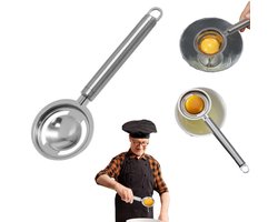 Eigeel filter - eidooier filter - eierzeef - roestvrij staal eiwitscheider - met handvat - geschikt voor bakken en koken (20*7,2cm - zilver)