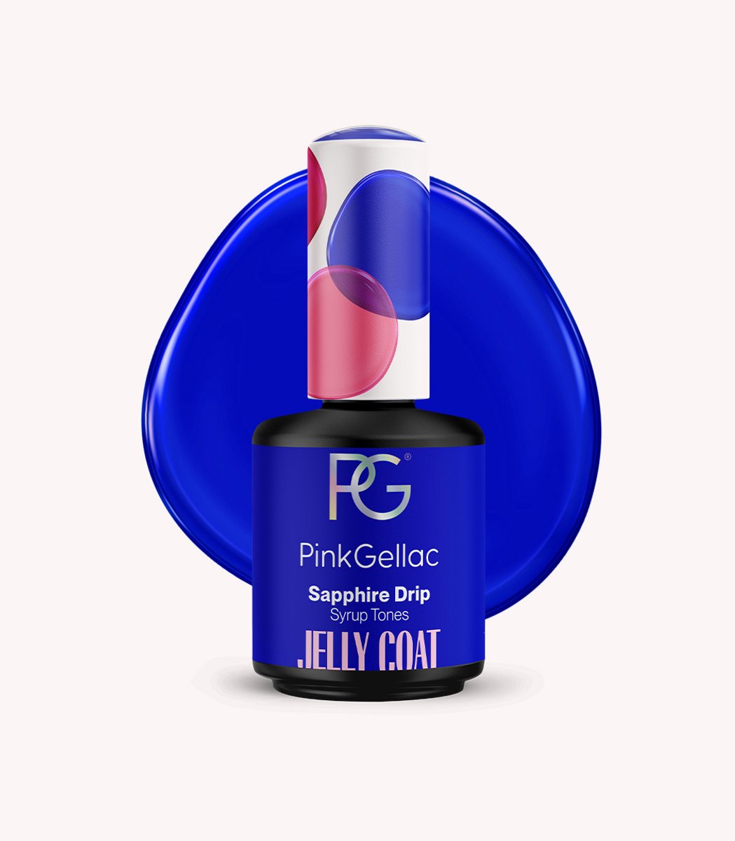 Pink Gellac Jelly Coat Gellak - Sapphire Drip 15ml - Blauwe Glitter Gel Nagellak - Modern Masquerade Collectie - Gel Nagels Producten