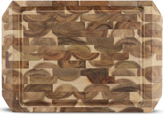 Bloc à découper Sharp Namture – Planche à découper en bois d'acacia 45 x 30 cm – Extra épaisse 4 cm – Antidérapante – Huile de Premium