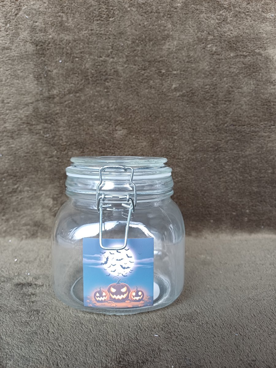 Snoeppot Glas met Beugelsluiting - Halloween Pompoenen & Vleermuizen - Voorraadpot