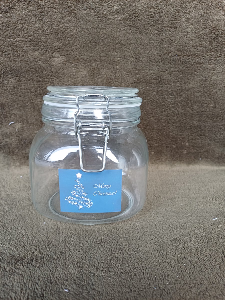 Snoeppot Glas met Beugelsluiting - Kerstboom met Merry Christmas - Voorraadpot