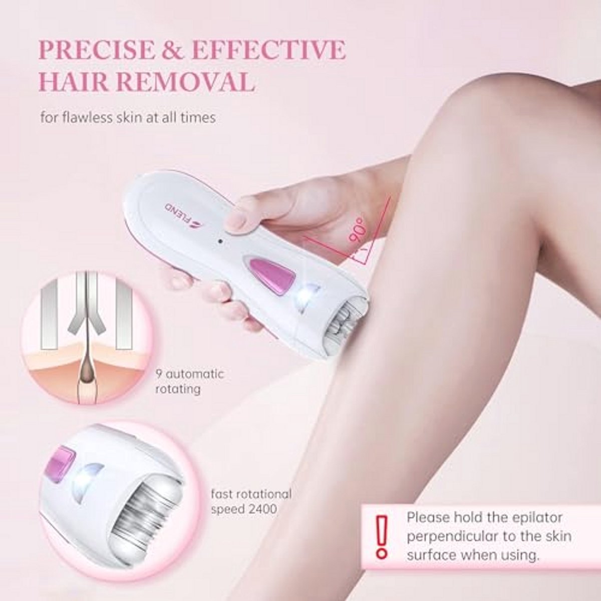 Draadloze Mini Epilator voor Dames - Oplaadbaar Gezichtsepilator met LED Licht voor Pijnloze Ontharing