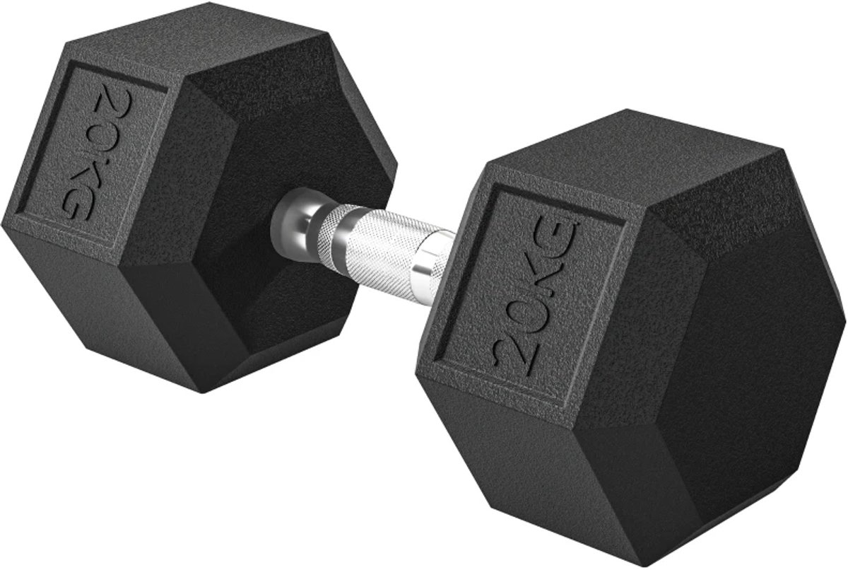Dumbbells 20 kg - Gekartelde Handvat Halter - Gewichten Set - Halterset - Dumbbell Set - Krachttraining - Fitness - Gym - Geschikt voor Thuis en Sportschool - Zwart