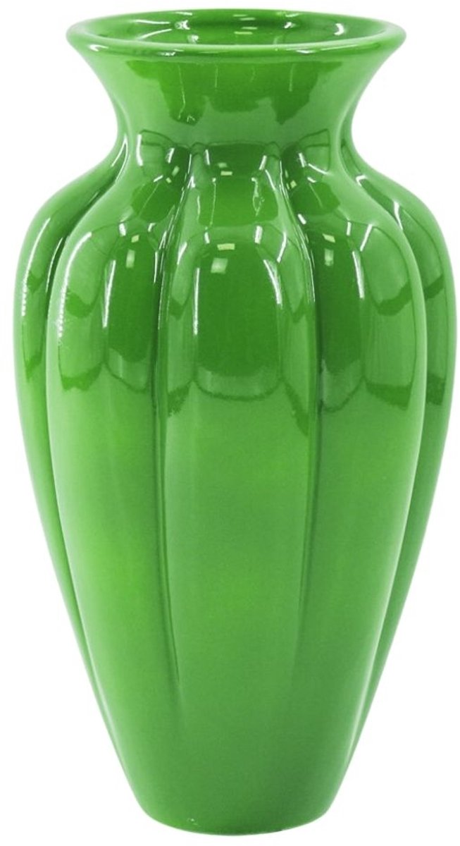 Housevitamin Bloemenvaas Geplooid – Keramische Design Vaas – Groen – 29,5 cm