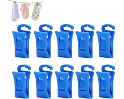 10 stuks - Antislip waslijnknijpers - Waslijnknijpers - Sokkenklemmen - Sokkenklemmen voor wasmachine en droger - Blauw - okkenhouders en sokkenclips - Sokkenklemmen voor wasgoed