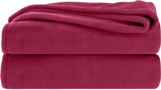 Couverture Polaire Komfortec - Toucher Cachemire - Plaid - 240x220 cm - Super Douce - Rouge Bordeaux