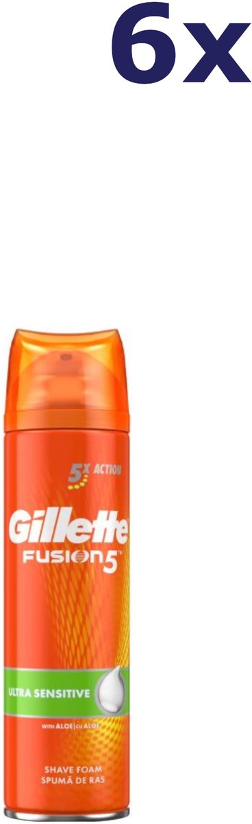6x Gillette Fusion Sensitive Skin scheerschuim 250ml
