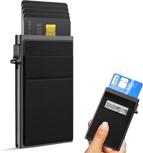 Porte-cartes Luft pour 10 cartes - Sécurisé - Extensible - Protection RFID - Portefeuille - Porte-cartes - Homme - Unisexe - Zwart