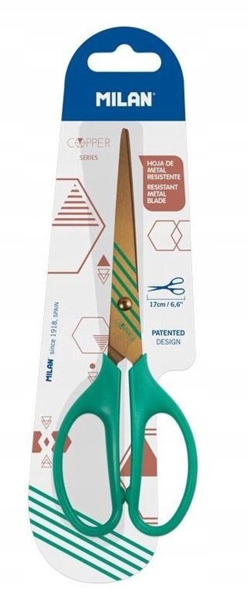 Milan Koper Groene Schaar 17cm - Kantoor & Kantoorartikelen