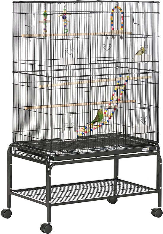 PawHut Vogelkooi - Metaal - 79x49x133cm - Zwart