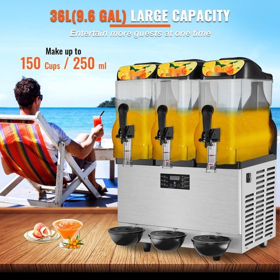 Slushmachine - Professionele Margarita/Granita Machine - 36 L Enkele Kom - 1100 W - Roestvrij Staal - Bevroren Dranken & Smoothies — afbeelding 3