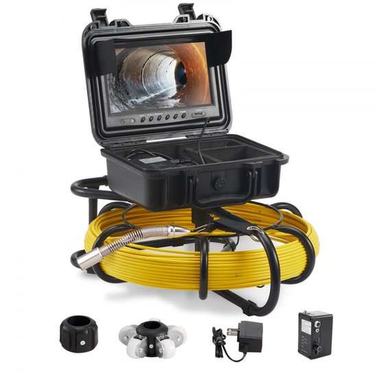 Rioolcamera - Buisinspectiecamera - Duwkabel 70 m - Scherm 23 cm - DVR-opname - IP68 Camera - Verstelbare LED's (12) - SD-kaart 16 GB