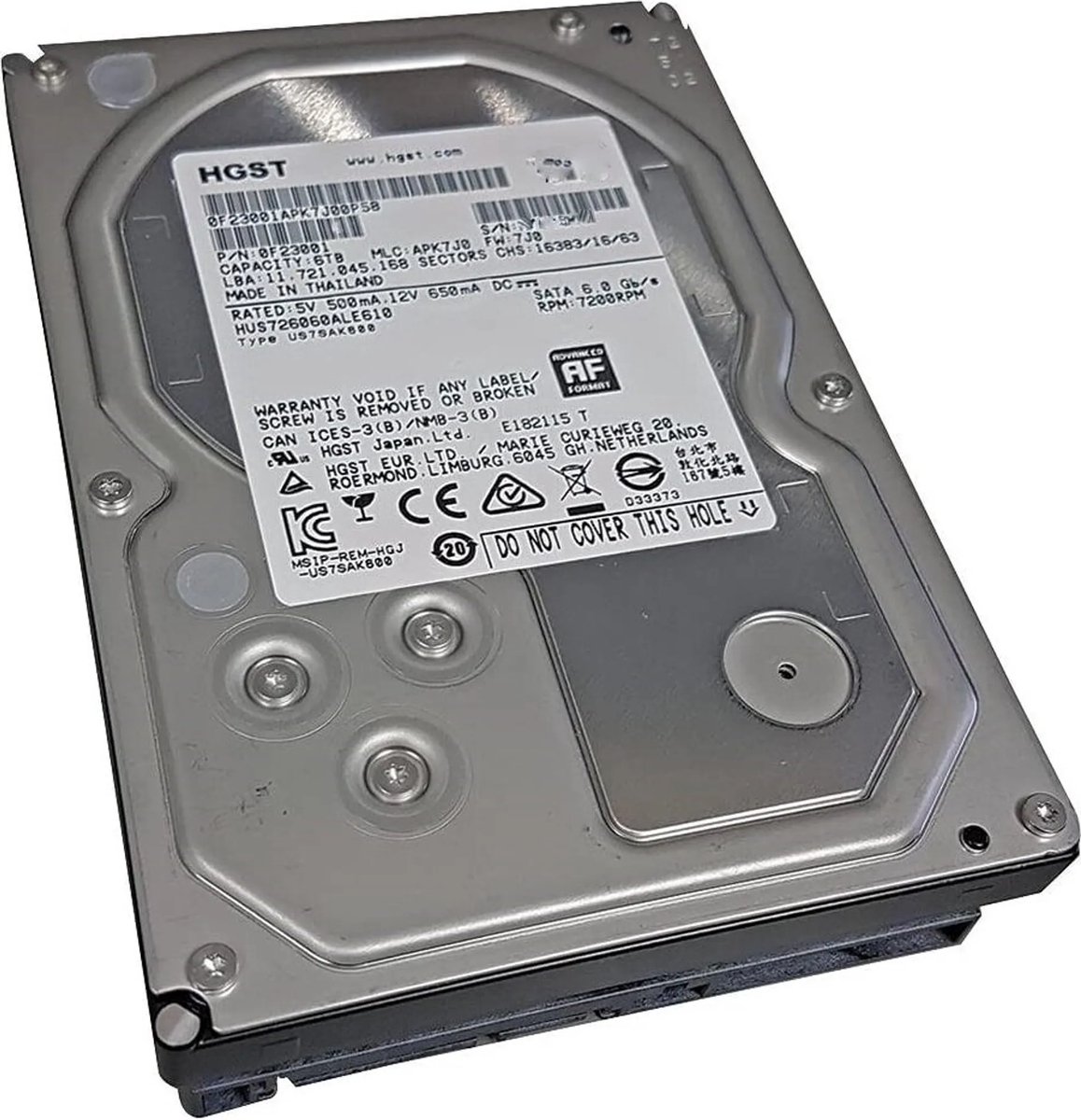 HGST Ultrastar 7K6000 6TB SATA III Desktop HDD 7200 RPM