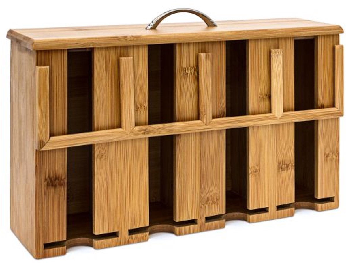 Doodadeals® Theedoos 4 Vakken – Bamboe Thee Organizer met Deksel en Handvat – Stijlvolle Theedoos Hout – 22x33,5x10 cm — cadeau in Wonen & Interieur - foto 7