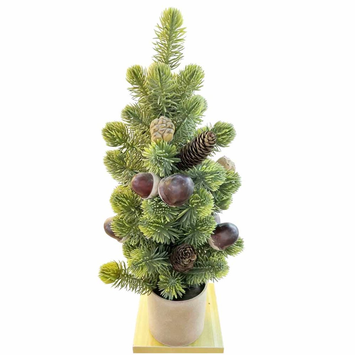 H45 cm-Kerstboom-Kunstkerstboom-tafelkerstboom-kerstboom met Met grote dennenappels-Met basis-Zeer Dicht Takkenstelsel-voor kerstdecoratie, feestjes(Donkergroen)