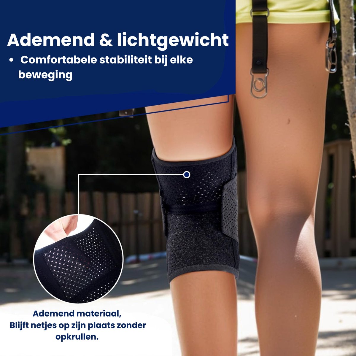Kniebrace Verstelbaar - Kniebandage met Patella, Artrose en Meniscus Ondersteuning voor Heren en Vrouwen - Extra Steun en Stabiliteit bij Beweging - Ademend Neopreen - Comfortabele Compressie - Geschikt voor Sport en Dagelijks Gebruik — afbeelding 3
