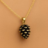 Collier pendentif pomme de pin couleur or pour homme – chaîne à maillons au design inspiré de la nature