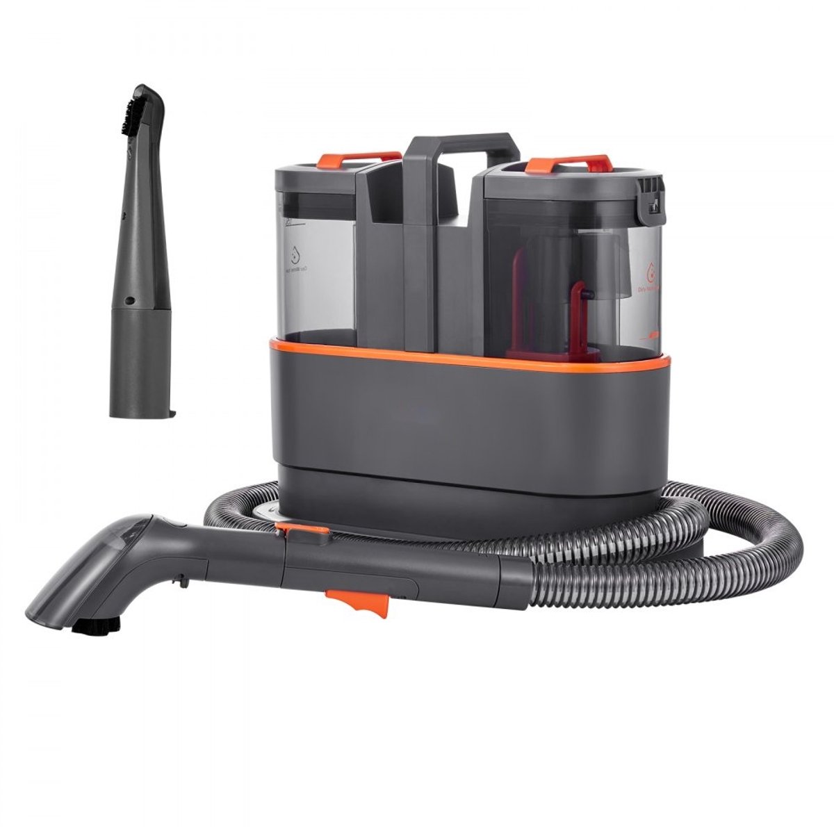 Tapijtreiniger - Draagbare Meubel- en Vlekkenreiniger - 1,5 L Schoonwatertank & 0,8 L Vuilwatertank - 11,5 kPa Zuigkracht - Wassen en Zuigen - Voor Tapijt & Bank