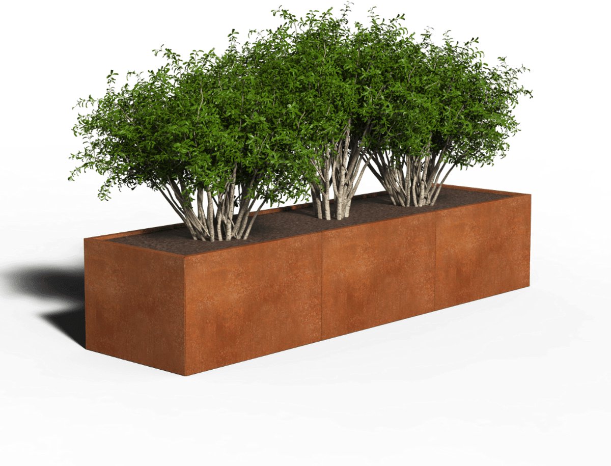 Cortenstaal Plantenbak Rechthoek | 300 x 80 x 40 | Zonder bodem