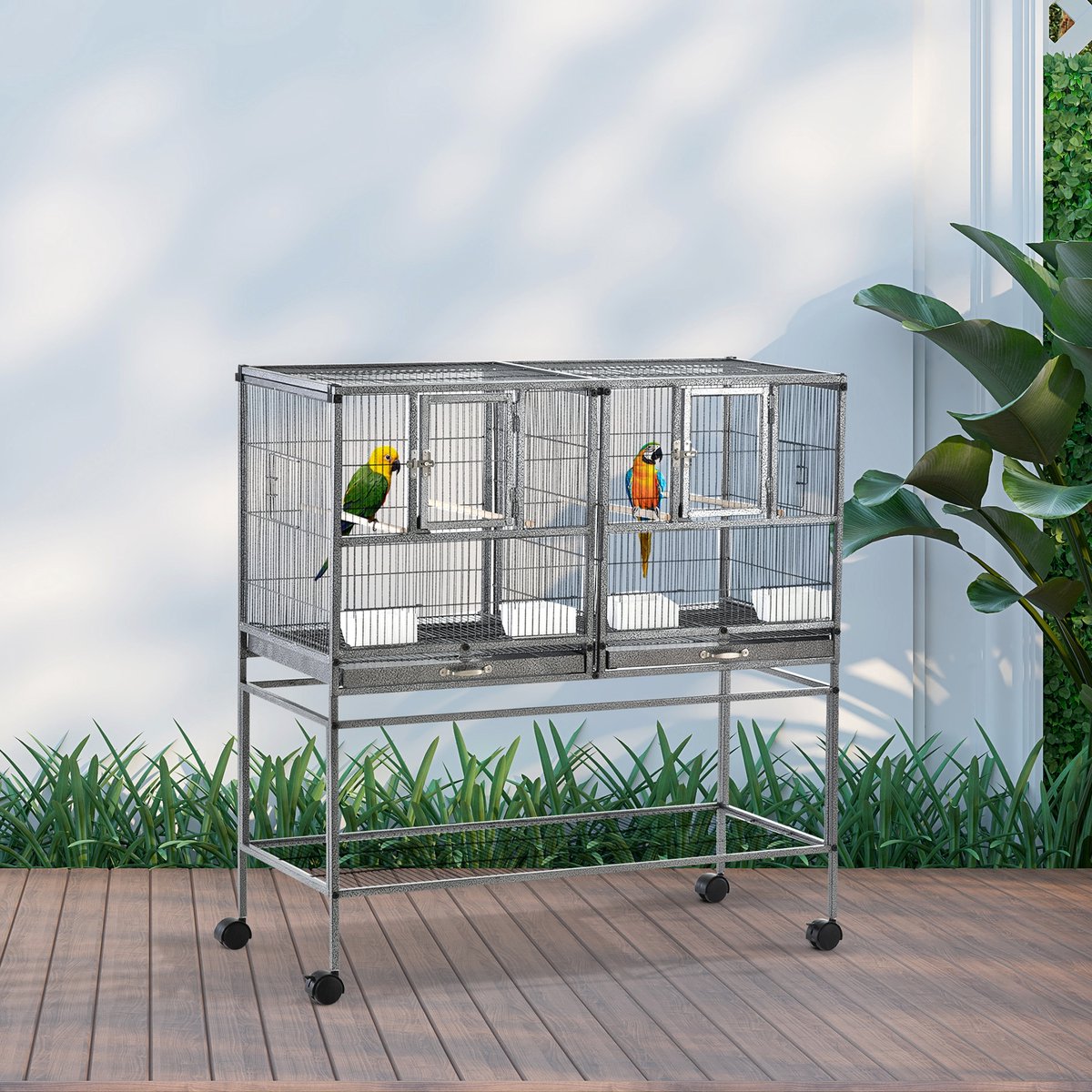 PawHut Vogelkooi - Metaal - 95x45,5x102cm - Grijs, Zwart thumbnail 4
