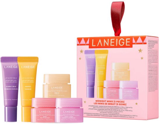 LANEIGE Midnight Minis Gift Set – 7-Delige Lip & Skincare Set – Lip Sleeping Mask & Lip Glowy Balm – Hydratatie Dag & Nacht – Limited Edition