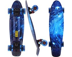 Suotu Skateboard met LED-wielen - ABEC-9 - Sterrenhemel Blauw