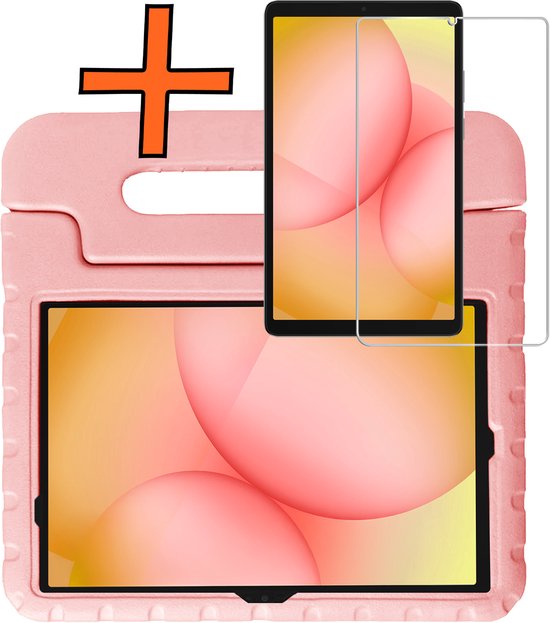 Étui pour Samsung Samsung Tab A11 Plus : Coque de protection antichoc avec protection d'écran intégrée et Bumper aux Kids - Couleur : Saumon