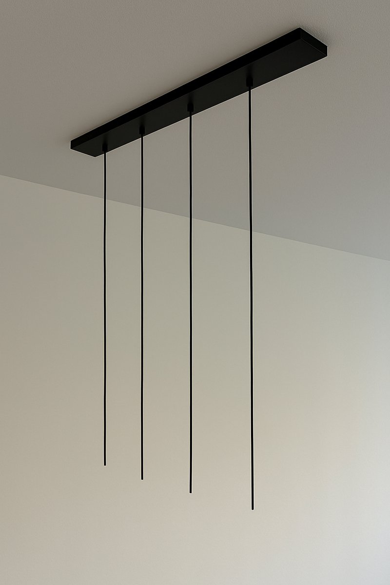 ByMus - Plafondbalk - Plafondplaat Zwart - 100cm - 4-lichts - Afdekplaat plafond