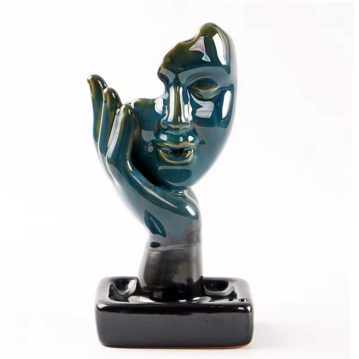 face without no name, Backflow keramische geur verspreider, of wierrook brander voor backflow geur kegels hoogte 17 cm + 1 stuks backflow geur kegel.