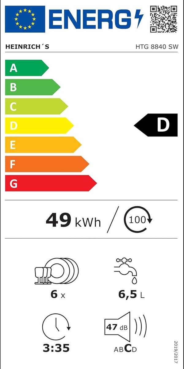 Heinrich's HTG 8840 mini vaatwasser - 7 programma's - gebruik slechts 6,5 liter per cyclus - zwart — afbeelding 2