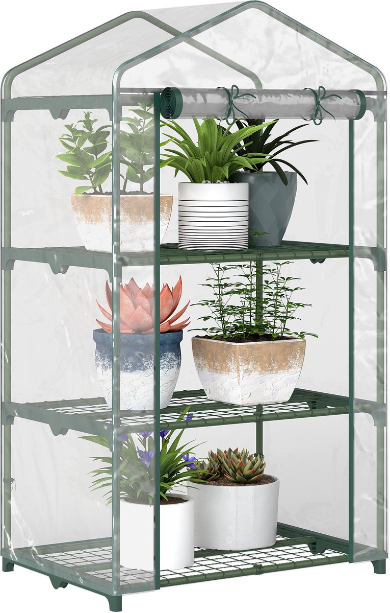 Outsunny-Greenhouse-poedergelakt metaal-69x49x125cm-Groen