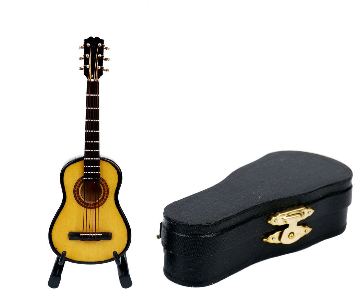 Music Gifts - Miniatuurinstrument gitaar - Met koffer - Nauwkeurig detail