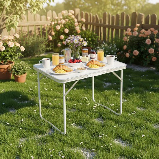 Campingtafel inklapbaar - 68,5x70x50 cm - lichtgewicht - wit — afbeelding 4