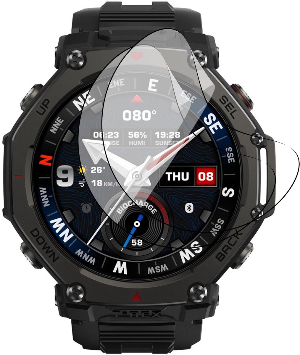 Screenprotector geschikt voor Amazfit T-rex 3 Pro 44mm - 2x FlexGuard Screen Protector