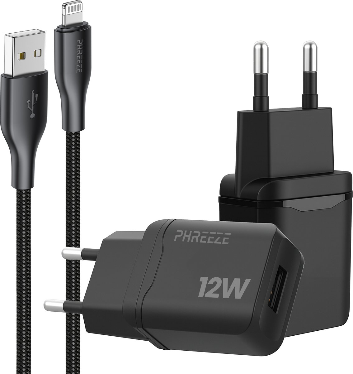 Usb adapter - Geschikt voor usb naar Lightning kabel - 1 meter - Oplader geschikt voor iPhone iPad AirPods met Lightning - Usb stekker