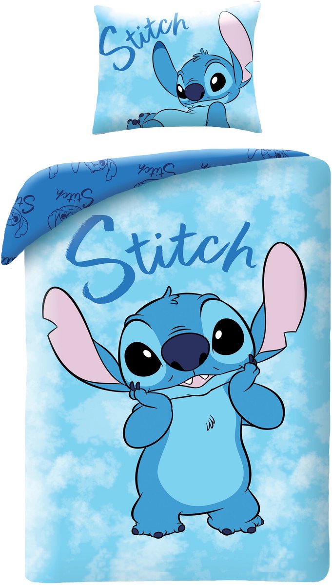Stitch Dekbedovertrek Blauw smile 140 x 200 cm - 70 x 90 cm - katoen