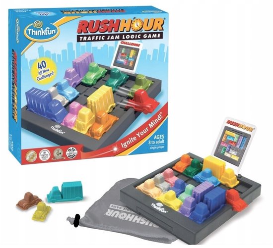 ThinkFun Rush Hour - Logisch bordspel - Puzzelspel voor 1 speler - 40 uitdagingen - Vanaf 8 jaar