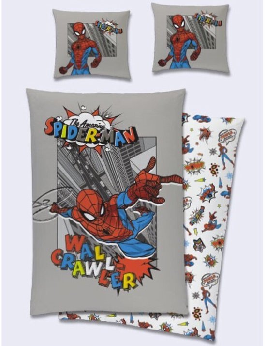 thumbnail: Spiderman Kinderbeddengoedset – Dekbedovertrek 140x200 Cm + Kussensloop 60x65 Cm – 100% Katoen – Omkeerbaar – Meerkleurig