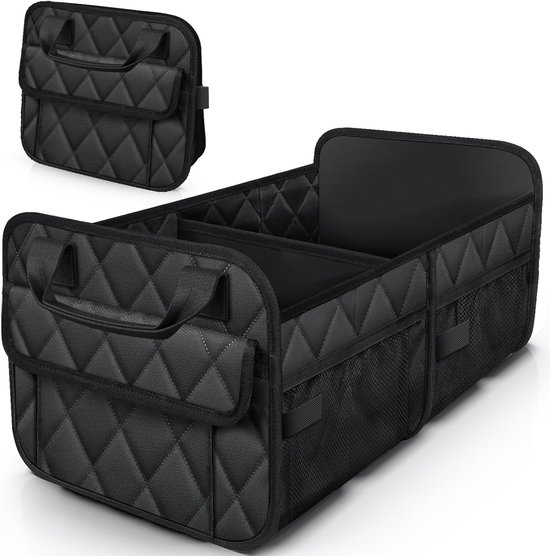 Organisateur de coffre pliable - Opbergbox grande capacité à 2 compartiments pour voiture et camion (Zwart)
