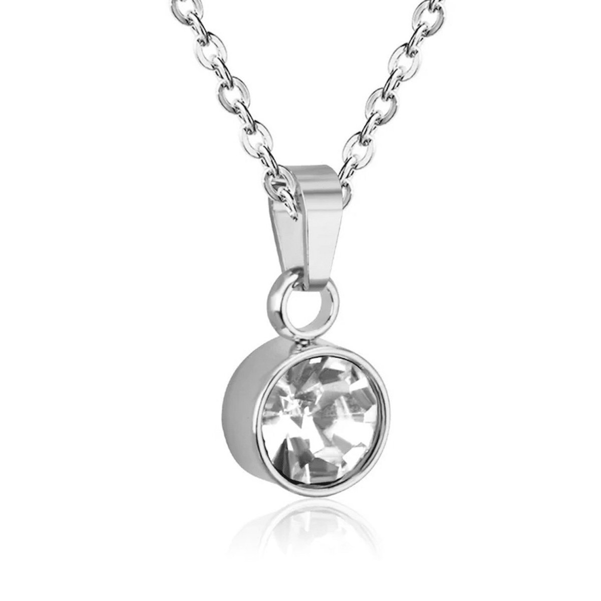 Planet Pink - Ketting diamant bedel zilver - Stainless Steel - Roestvrij Staal rvs - Waterproof