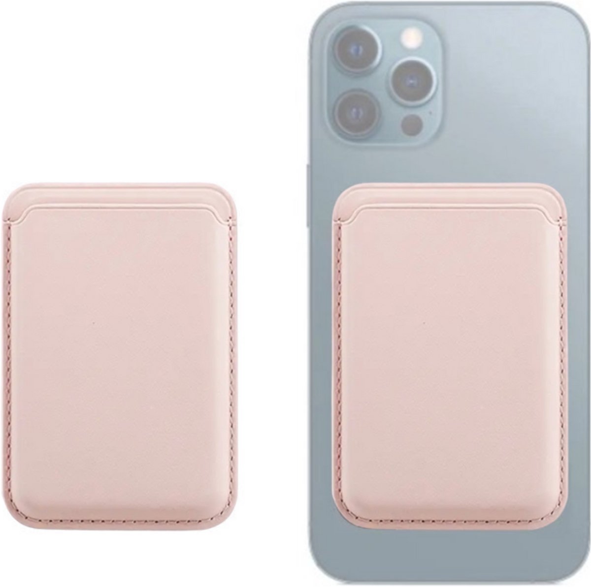 Pradeo - Magsafe Pasjeshouder - Magnetische Kaarthouder Geschikt Voor Apple iPhone - Magsafe Portemonnee Voor Telefoon - Magnetische Wallet - Card Holder Phone - Geschikt Voor iPhone 12/13/14/15/16/17 - Licht Roze