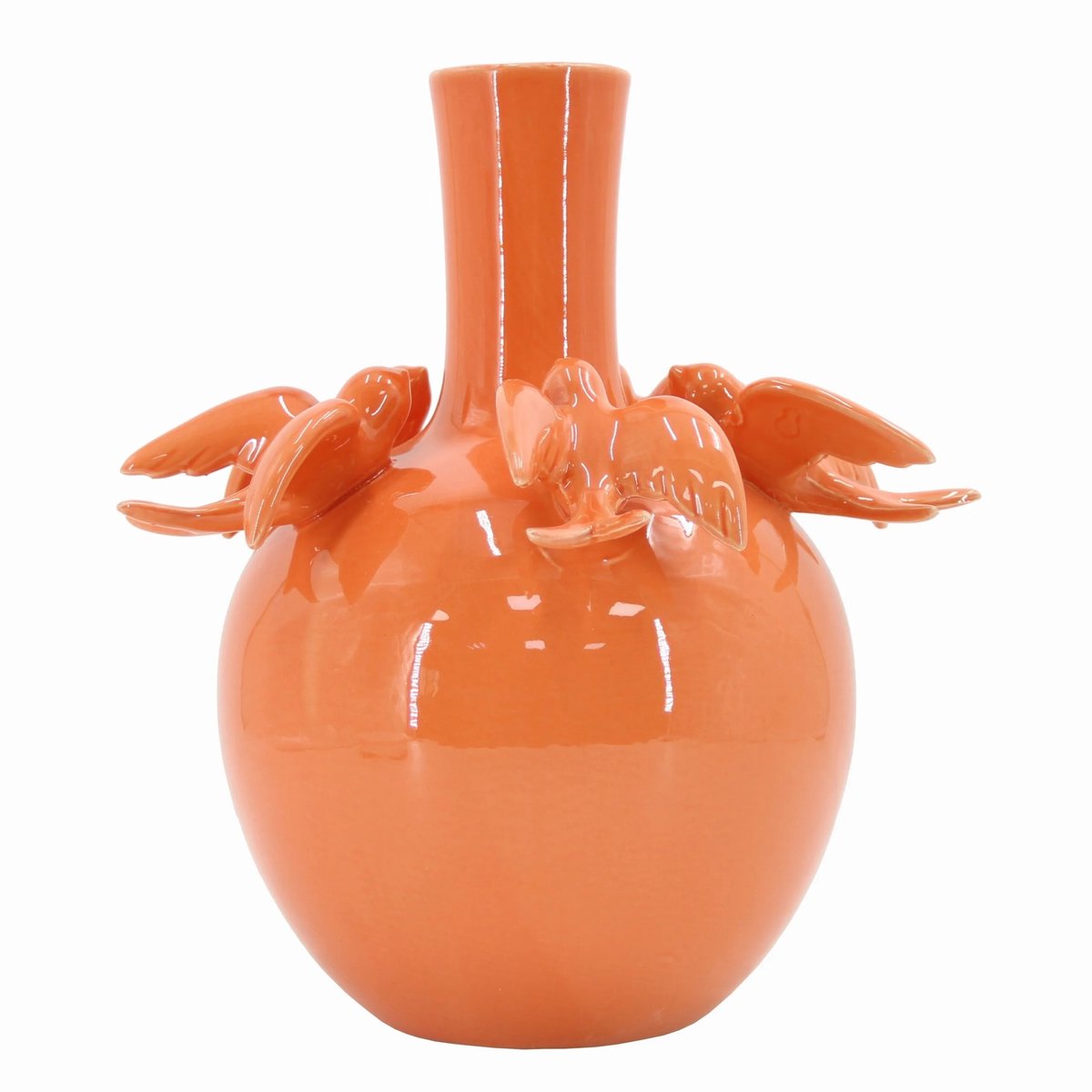 Vaas keramiek zwaluwen oranje