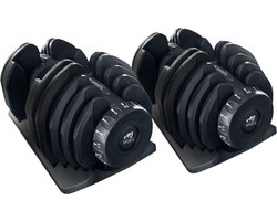 AJ-Sports Verstelbare dumbell set 2 x 40kg - 5 t/m 40kg - Gewichten - Dumbell Set - Gewichten set - Halterset - Fitness gewichten - Krachttraining - Fitness - Zwart