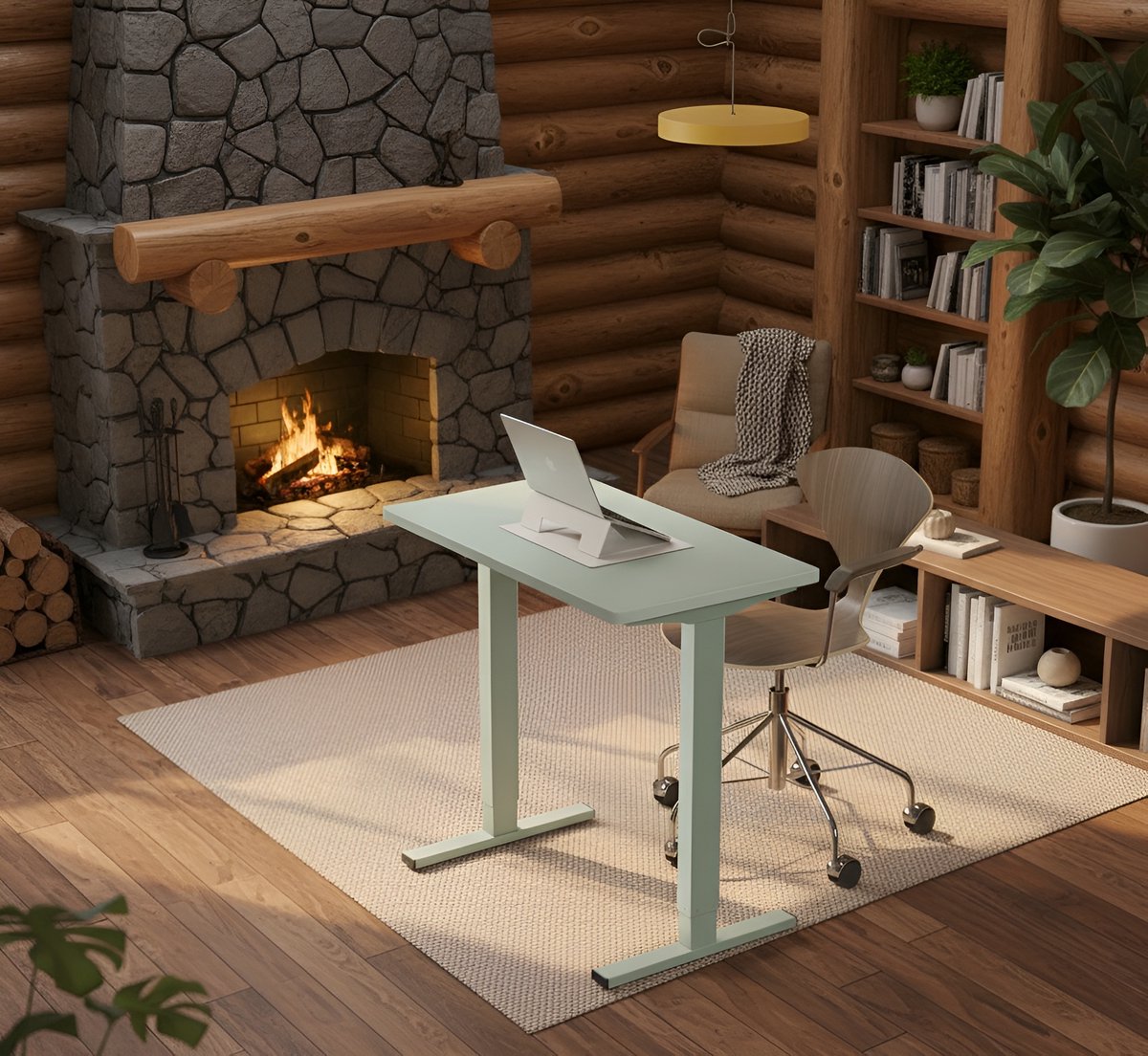 Elektrisch Verstelbaar Zit-Sta Bureau 80x48 cm met 4 Geheugenstanden – Ergonomisch In Hoogte Verstelbaar Bureau voor Thuiskantoor & Computerwerkplek – Stabiel en Stijlvol Staand Bureau in Saliegroen – HomeByNicole