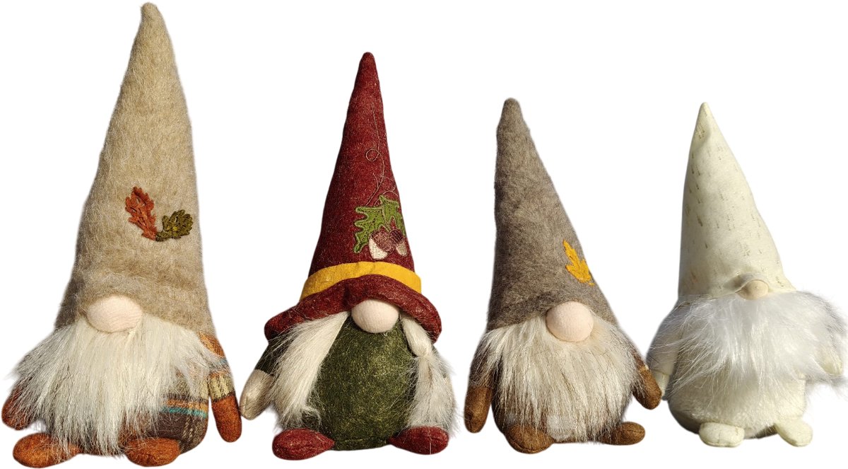 Premfy Gnoom - Kerstkabouter - Kerstmannen - Scandinavische Zweedse Kerstpop - Tomte Kerst Elf Pluche - Zweedse Kabouters - Gnome - Herst Kabouter Decoratie Kerstknuffel - Kerstversiering - Kerstbeer - Kerstcadeau - Kerstfiguur - Feestdagen - 4 STUKS