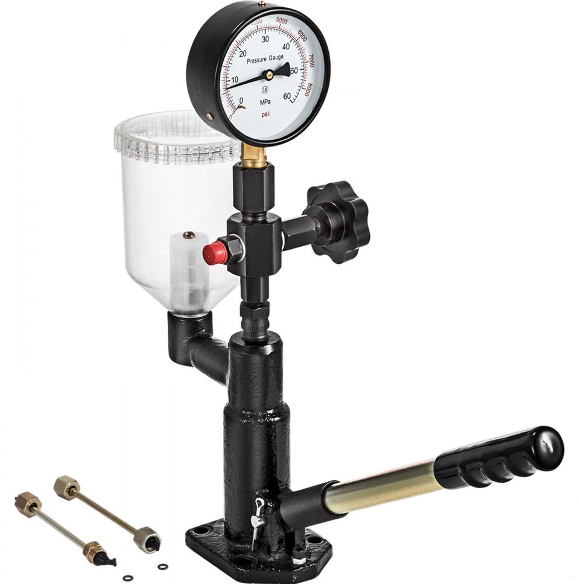 Injectortester - Brandstofdrukmeter - 600 Bar - 0,8 L Reservoir - Manometer met Dubbele Schaal - Voor Dieselinjectoren