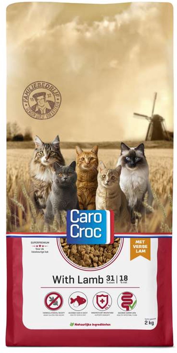 CaroCroc With Lamb 2x7kg met extra Catessy Stick 5 gram